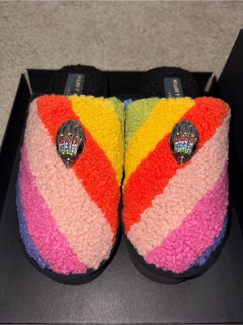 Kurt Geiger Kids Rainbow Shearling Slip-On Clogs - Multicolor